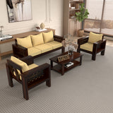 Outer CNC 5 Seater Solid Wood Sofa (Walnut Finish)