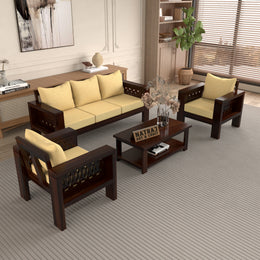 Outer CNC 5 Seater Solid Wood Sofa (Walnut Finish)