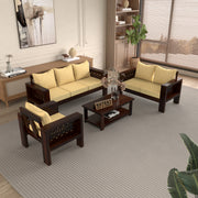 Outer CNC 6 Seater Solid Wood Sofa (Walnut Finish)