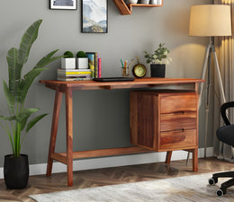 Brenvian Sheesham Wood Study Table (Honey Finish)
