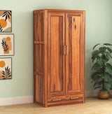 Ydrisian Sheesham Wood 2 Door Wardrobe (Honey Finish)