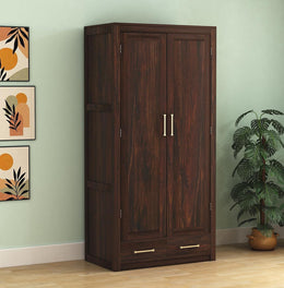 Ydrisian Sheesham Wood 2 Door Wardrobe (Walnut Finish)