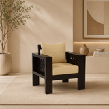 Outer CNC 1 Seater Solid Wood Sofa (Walnut Finish)