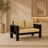 Outer CNC 2 Seater Solid Wood Sofa (Walnut Finish)