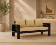 Outer CNC 3 Seater Solid Wood Sofa (Walnut Finish)