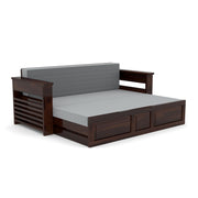 Karmith Sheesham Wood 3 Seater Sofa Bed With Storage (Walnut Finish)