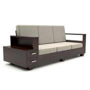 Jorvian Mossy 6 Seater Solid Wood Sofa (Walnut Finish)