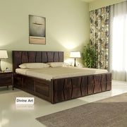 Quirvion Sheesham Wood King Size Bed With Storage (Walnut Finish)