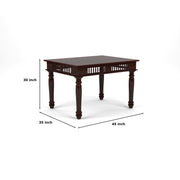 Maharaja Sheesham Wood Dining Set 4 Seater (Walnut Finish)