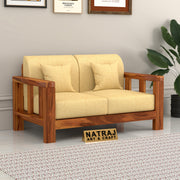 Outer 2 Seater Solid Wood Sofa (Honey Finish)