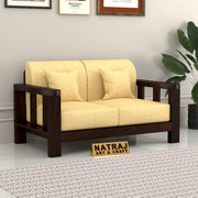 Outer 2 Seater Solid Wood Sofa (Walnut Finish)