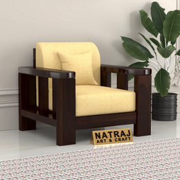 Outer 1 Seater Solid Wood Sofa (Walnut Finish)
