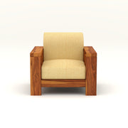 Outer 1 Seater Solid Wood Sofa (Honey Finish)