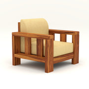 Outer 1 Seater Solid Wood Sofa (Honey Finish)