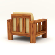 Outer 1 Seater Solid Wood Sofa (Honey Finish)