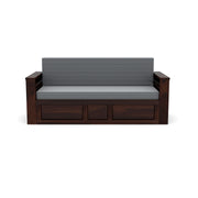 Karmith Sheesham Wood 3 Seater Sofa Bed With Storage (Walnut Finish)