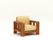 Outer 1 Seater Solid Wood Sofa (Honey Finish)