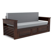 Karmith Sheesham Wood 3 Seater Sofa Bed With Storage (Walnut Finish)