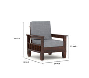 Fenwick 5 Seater Solid Wood Sofa (Walnut Finish)