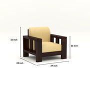 Outer 1 Seater Solid Wood Sofa (Walnut Finish)