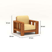 Outer 1 Seater Solid Wood Sofa (Honey Finish)
