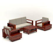 Jorvian Mossy 5 Seater Solid Wood Sofa (Honey Finish)