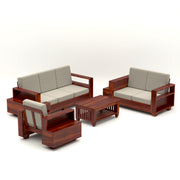 Jorvian Mossy 6 Seater Solid Wood Sofa (Honey Finish)