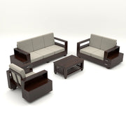 Jorvian Mossy 6 Seater Solid Wood Sofa (Walnut Finish)