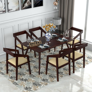 Wytheron 6 Seater Dining Table Set (Walnut Finish)