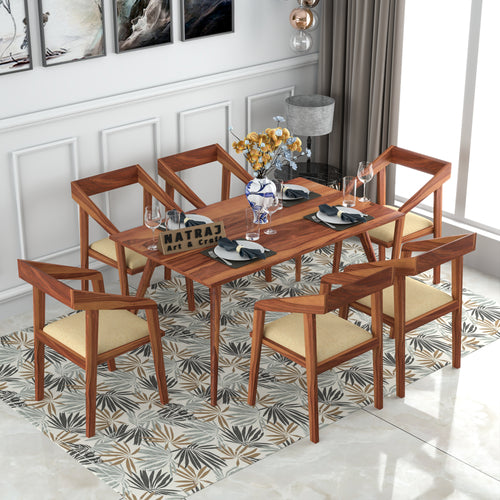 Wytheron 6 Seater Dining Table Set (Honey Finish)