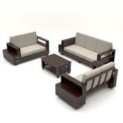 Jorvian Mossy 7 Seater Solid Wood Sofa (Walnut Finish)