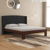 Jilvueen Sheesham Wood Queen Size Bed Without Storage (Walnut Finish)
