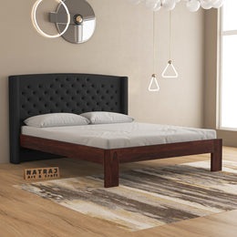 Jilvueen Sheesham Wood King Size Bed Without Storage (Walnut Finish)