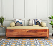 Velthanis Sheesham Wood Storage Divan with Mattress (Honey Finish)