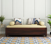 Velthanis Sheesham Wood Storage Divan with Mattress (Walnut Finish)