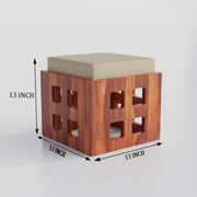 Ashivale Solid Sheesham Wood Coffee Table with 4 Cushioned Stools – Honey Finish