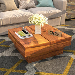 Korvethan Sheesham Wood Center Table (Honey Finish)