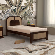 Klendris Sheesham Wood Single Size Bed (Honey Finish)