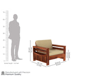 Jenthoris 5 Seater Solid Wood Sofa (Honey Finish)