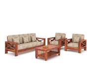 X-Sofa 5 Seater Solid Wood Sofa (Honey Finish)