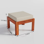 Solinvale Solid Sheesham Wood Coffee Table with 4 Cushioned Stools – Honey Finish