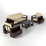 Jorvian Suede 5 Seater Solid Wood Sofa (Walnut Finish)