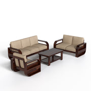 Curve 6 Seater Solid Wood Sofa (Walnut Finish)