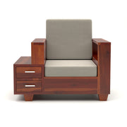 Jorvian Mossy 1 Seater Solid Wood Sofa (Honey Finish)