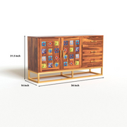 Quentovir Sheesham Wood Cabinet and Sideboard (Honey Finish)