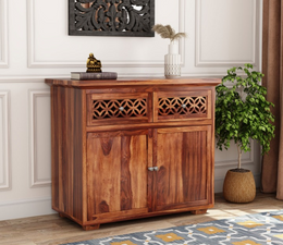 Lothrion Sheesham Wood Cabinet and Sideboard (Honey Finish)