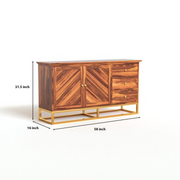 Raltharin Sheesham Wood Cabinet and Sideboard (Honey Finish)