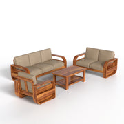 Curve 6 Seater Solid Wood Sofa (Honey Finish)
