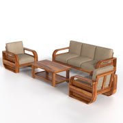 Curve 5 Seater Solid Wood Sofa (Honey Finish)