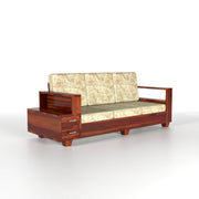 Jorvian Suede 3 Seater Solid Wood Sofa (Honey Finish)